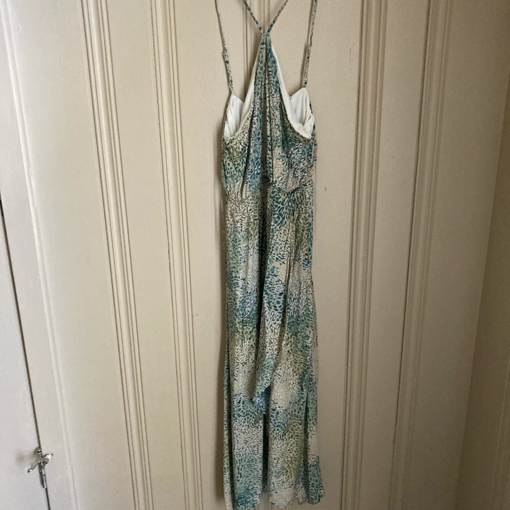 Spaghetti Strap Green Print Dress